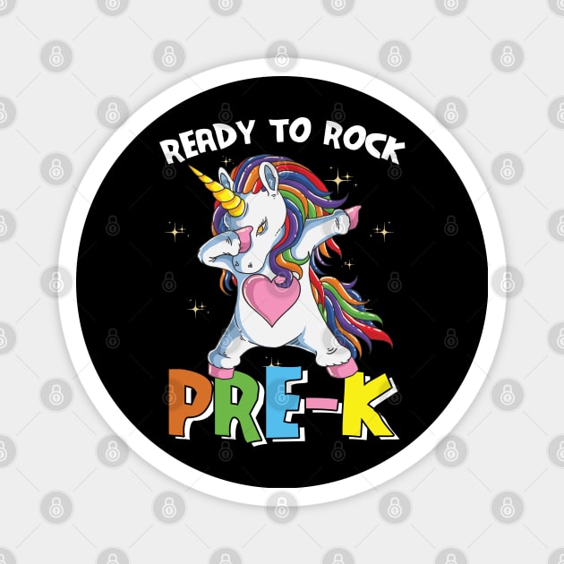 Dabbing Unicorn Ready To Rock Pre-K Funny Back To School Gift Magnet by BadDesignCo